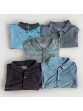 Lot of 5 Linksoul Men's Golf Polos, 100% Luxury Cotton, Casual/Performance